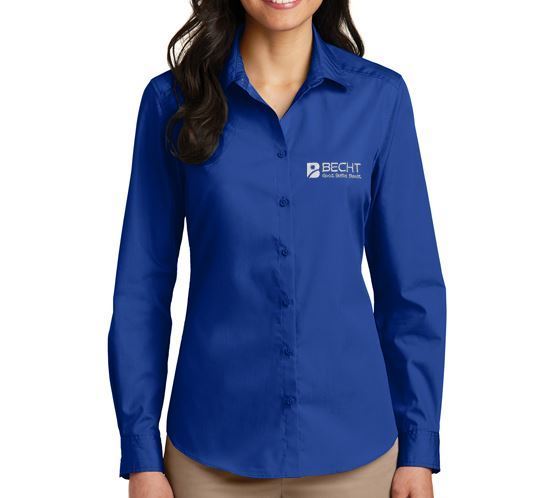 Picture of Port Authority® Ladies Long Sleeve Carefree Poplin Shirt (Royal Blue)
